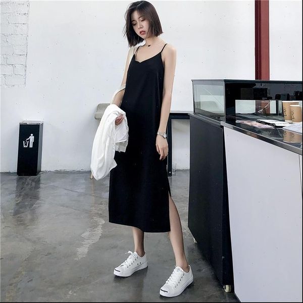 women dresses maxi dress black sling female summer sleeveless v neck vest long, Black;gray
women dresses maxi dress black sling female summer sleeveless v neck vest long, Black;gray