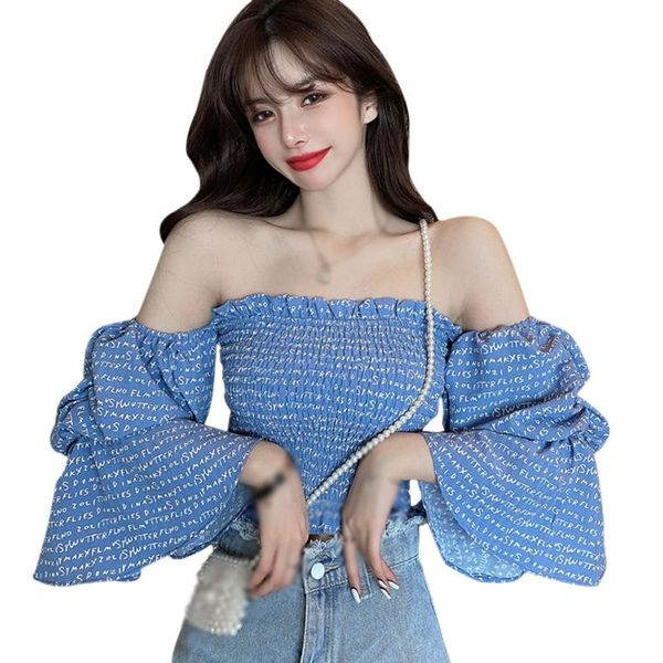 women's blouses & shirts summer women letter print off shoulder slim trumpet short sleeve chiffon blouse 2021 blusas y camisas chemise, White
women's blouses & shirts summer women letter print off shoulder slim trumpet short sleeve chiffon blouse 2021 blusas y camisas chemise, White