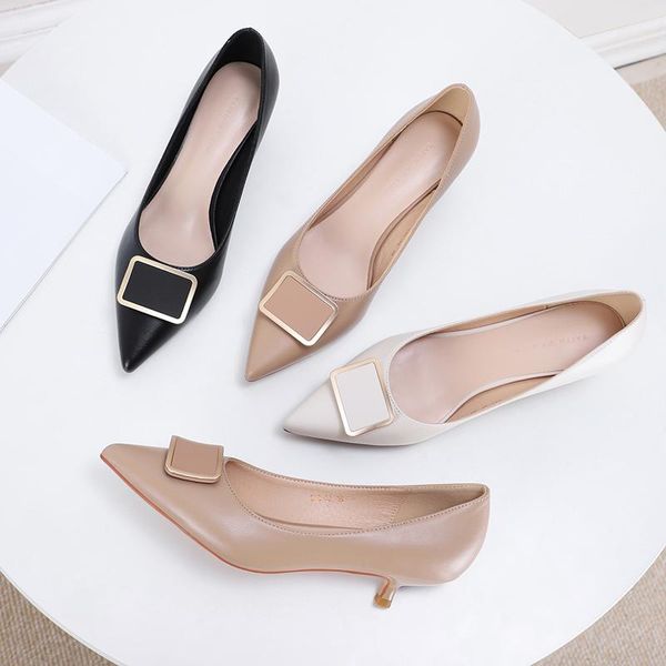 dress shoes arrival women 2021 spring office lay 3.5cm thin heels pointed toe square metal buckle elegant casual pumps, Black
dress shoes arrival women 2021 spring office lay 3.5cm thin heels pointed toe square metal buckle elegant casual pumps, Black