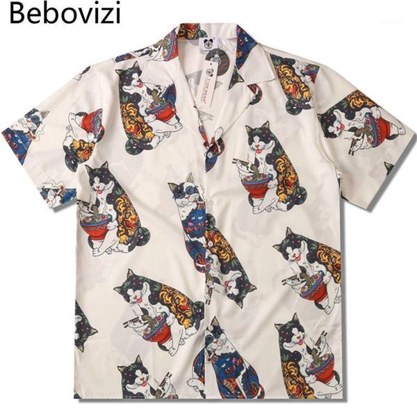 bebovizi japanese tattoo cat print short sleeve beach shirts men summer casual hip hop shirt streetwear loose men's, White;black
bebovizi japanese tattoo cat print short sleeve beach shirts men summer casual hip hop shirt streetwear loose men's, White;black