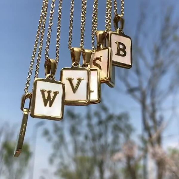 other 2021 trend 18k golden chain necklaces male square natural shell initial letters pendant stainless steel jewelry for women gifts, Silver
other 2021 trend 18k golden chain necklaces male square natural shell initial letters pendant stainless steel jewelry for women gifts, Silver