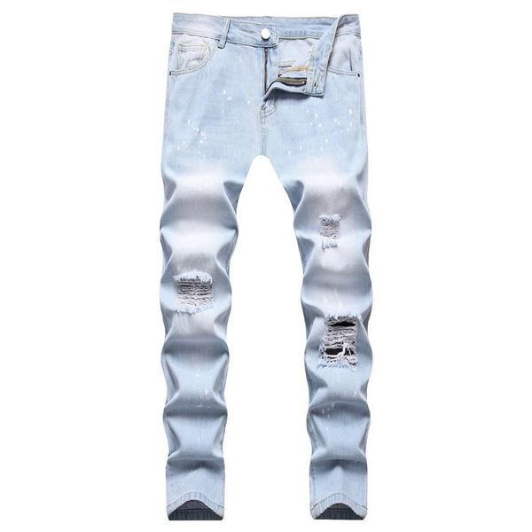 men's jeans european and american casual non-stretch trousers light blue ripped slim mid-waist plus size skinny men 2021
men's jeans european and american casual non-stretch trousers light blue ripped slim mid-waist plus size skinny men 2021