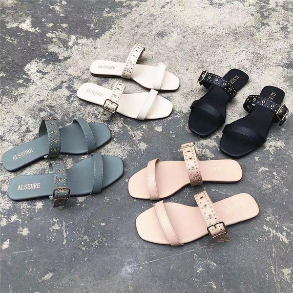 slippers shoes flat rivet slides basic rome scandals rubber spring pu womens outdoor r, Black
slippers shoes flat rivet slides basic rome scandals rubber spring pu womens outdoor r, Black