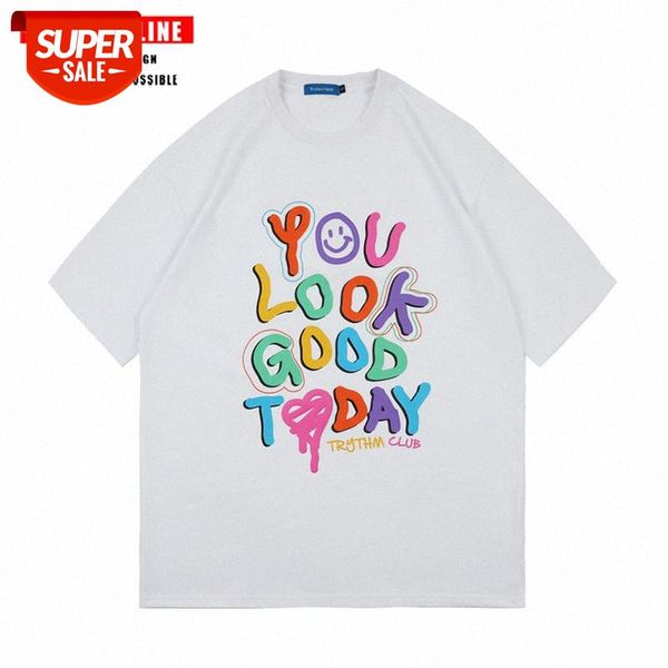 t shirt loose fun cartoon color letter printing short-sleeved men's and women's clothing bf cute casual oversize #gv3r, White;black
t shirt loose fun cartoon color letter printing short-sleeved men's and women's clothing bf cute casual oversize #gv3r, White;black