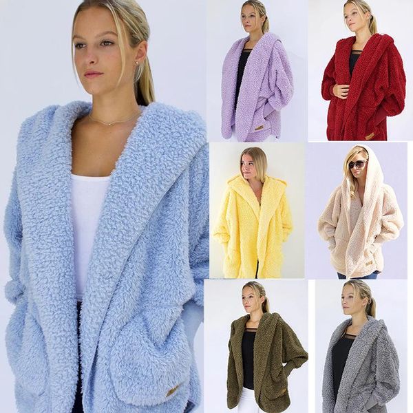 women's wool & blends autumn and winter products fashionable loose-fitting hooded pocket plush coat women, Black
women's wool & blends autumn and winter products fashionable loose-fitting hooded pocket plush coat women, Black