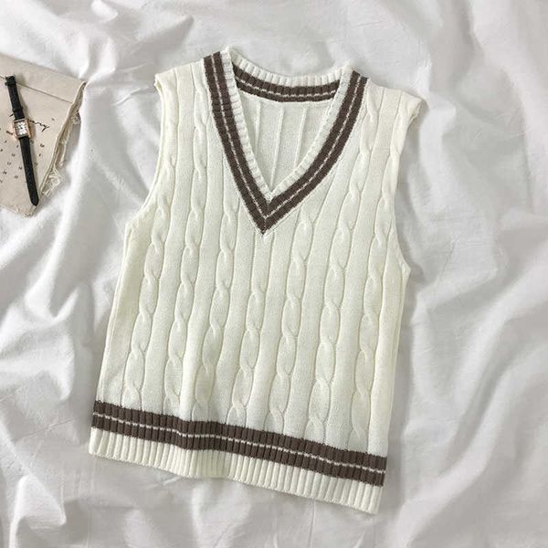 women fashion oversized solid knitted vest sweater vintage sleeveless side vents female waistcoat chic 210531, White;black
women fashion oversized solid knitted vest sweater vintage sleeveless side vents female waistcoat chic 210531, White;black