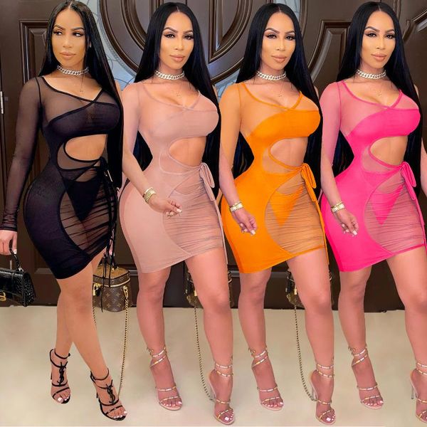 casual dresses zaggin 2021 autumn women solid 4-colors mini dress mesh see-through tied lady v-neck full sleeve hollow out, Black;gray
casual dresses zaggin 2021 autumn women solid 4-colors mini dress mesh see-through tied lady v-neck full sleeve hollow out, Black;gray
