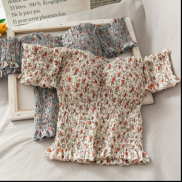 womens shirt retro floral folds off shoulders shirts slim high waist pleated blouses short mini crop blusas femininas elegante, White
womens shirt retro floral folds off shoulders shirts slim high waist pleated blouses short mini crop blusas femininas elegante, White