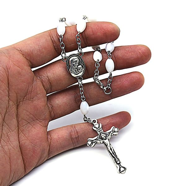 mother of pearl rosary bracelet shell oval beads antique silver catholicism gift religious prayer beads, Black
mother of pearl rosary bracelet shell oval beads antique silver catholicism gift religious prayer beads, Black