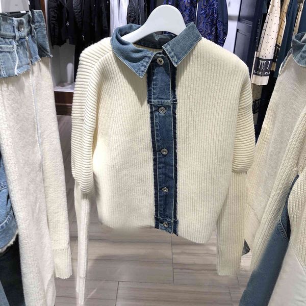 sweater 2021 autumn winter all-match positive and negative multi-wear denim stitching women jyec, White;black
sweater 2021 autumn winter all-match positive and negative multi-wear denim stitching women jyec, White;black