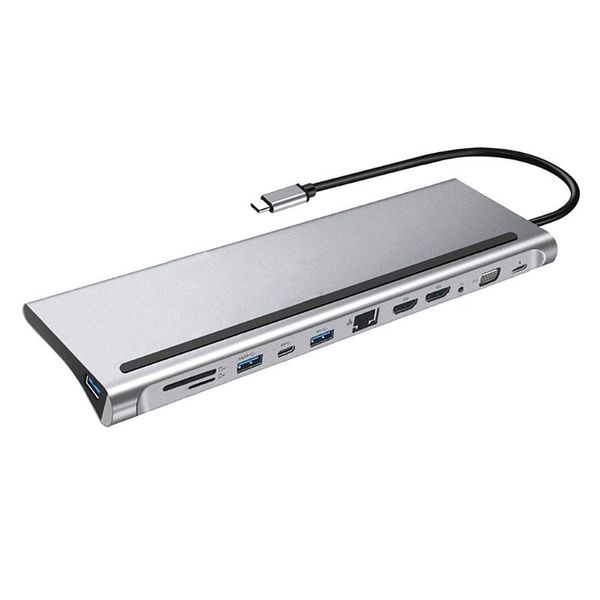 12-in-1 type c hub multifunction 4k docking station dual -compatible rj45 pd usb 3.0 charging vga audio jack 3.5mm adapter stations
12-in-1 type c hub multifunction 4k docking station dual -compatible rj45 pd usb 3.0 charging vga audio jack 3.5mm adapter stations