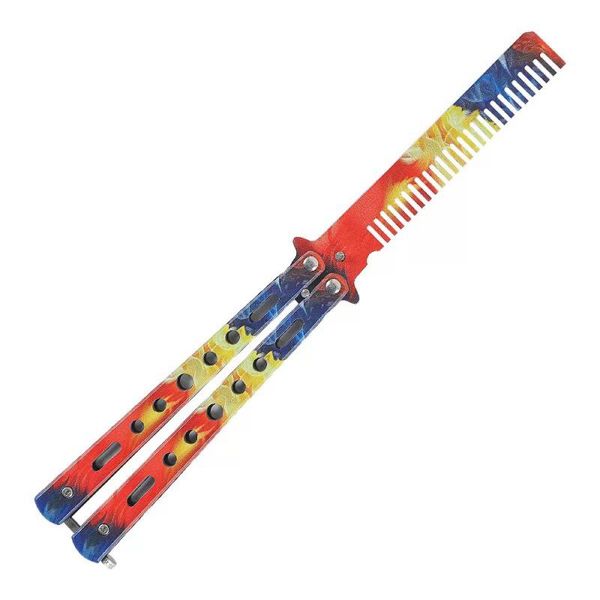 hair brushes fashion 3d color butterfly comb bladeless practice claw knife shaking hands training portable folding, Silver
hair brushes fashion 3d color butterfly comb bladeless practice claw knife shaking hands training portable folding, Silver