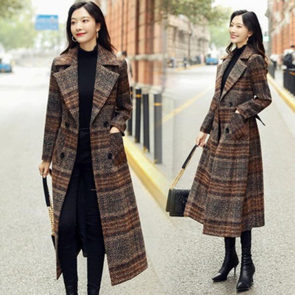 women's wool & blends long woolen coat winter 2021 clothing korean plaid waist down and over the knee, Black
women's wool & blends long woolen coat winter 2021 clothing korean plaid waist down and over the knee, Black