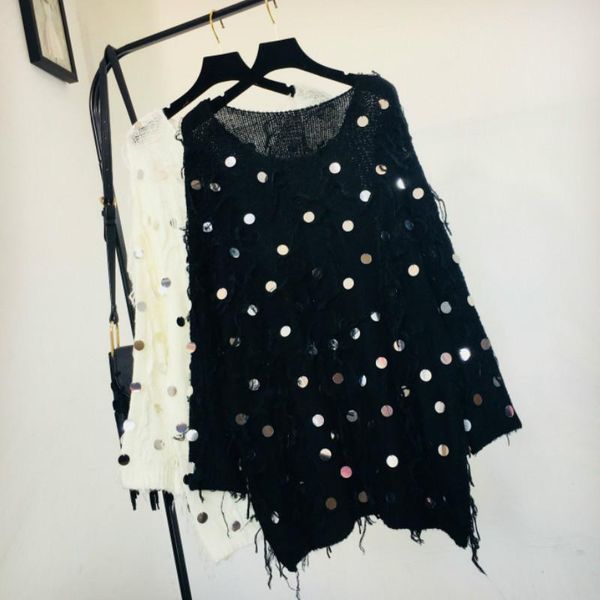 women's sweaters 2021 autumn loose sequins sweater o-neck tassels pullover irregular tassel beaded hook flower hollow thin crop, White;black
women's sweaters 2021 autumn loose sequins sweater o-neck tassels pullover irregular tassel beaded hook flower hollow thin crop, White;black