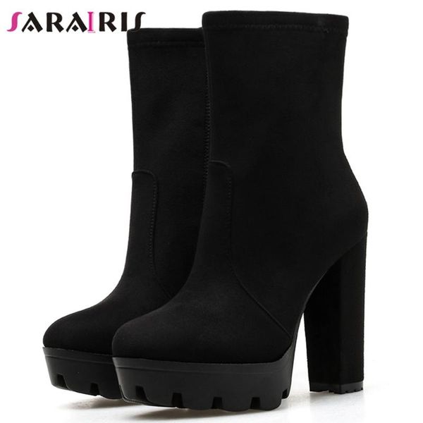 boots sarairis elegant office flock ankle women high heels ol ladies design platform shoes, Black
boots sarairis elegant office flock ankle women high heels ol ladies design platform shoes, Black