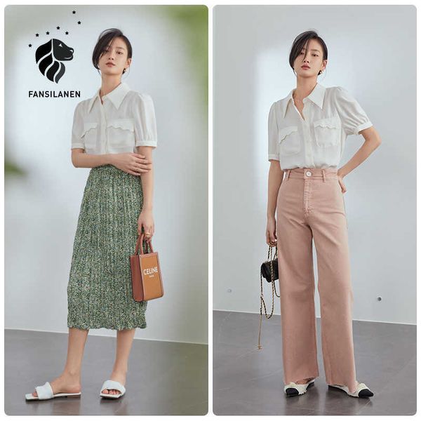 fansilanen office lady white polo collar chiffon shirt female summer short sleeve puff womens 210607
fansilanen office lady white polo collar chiffon shirt female summer short sleeve puff womens 210607
