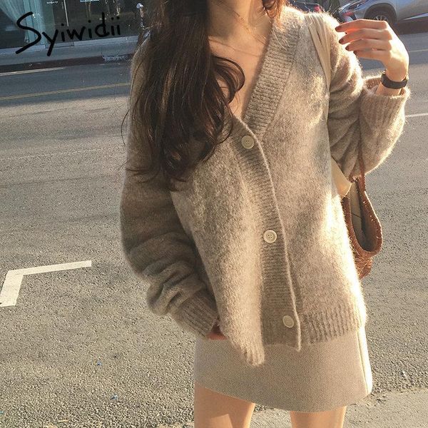 women's knits & tees syiwidii sweater woman cardigan fall winter 2021 korean knitted jackets single breasted v neck long sleeve loose, White
women's knits & tees syiwidii sweater woman cardigan fall winter 2021 korean knitted jackets single breasted v neck long sleeve loose, White