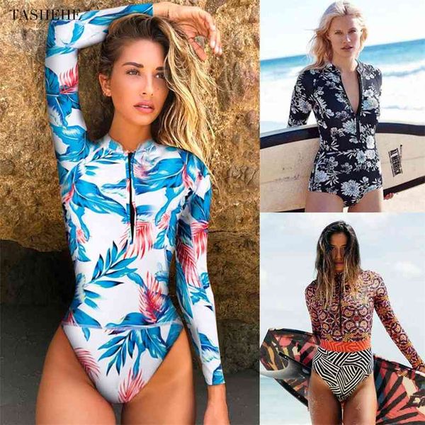 print floral swimsuit long sleeve swimwear women bathing suit retro vintage surfing swim suits 210716, White;black
print floral swimsuit long sleeve swimwear women bathing suit retro vintage surfing swim suits 210716, White;black