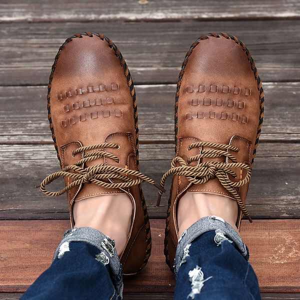 man new summer fashion hand-sewn casual shoes hombre lightweight loafers moccasins male lace-up leisure young driving shoes, Black
man new summer fashion hand-sewn casual shoes hombre lightweight loafers moccasins male lace-up leisure young driving shoes, Black
