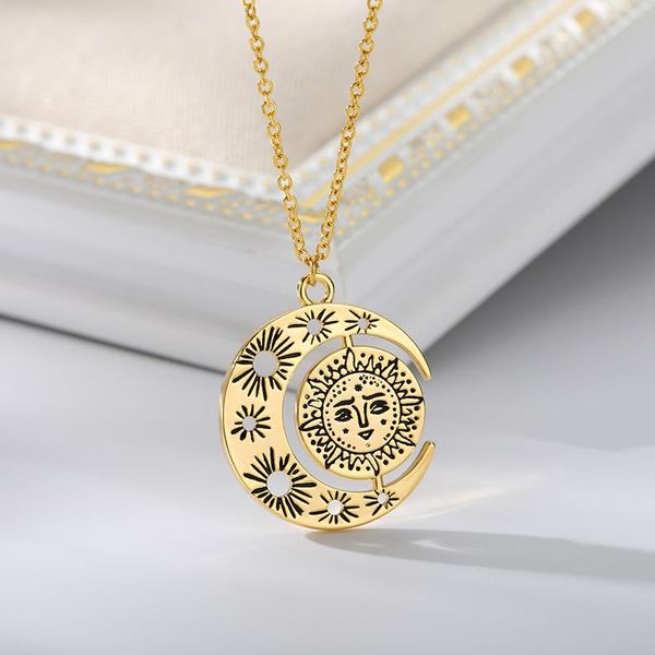 pendant necklaces vintage sun and moon stainless steel necklace boho charm celestial dainty for women collier femme bff jewelry gift, Silver
pendant necklaces vintage sun and moon stainless steel necklace boho charm celestial dainty for women collier femme bff jewelry gift, Silver
