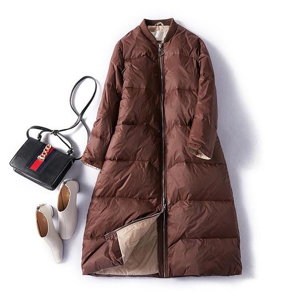 women's down & parkas winter women fashion korean style baseball long jacket female white duck coat puffer jackets loose parka, Black 
women's down & parkas winter women fashion korean style baseball long jacket female white duck coat puffer jackets loose parka, Black