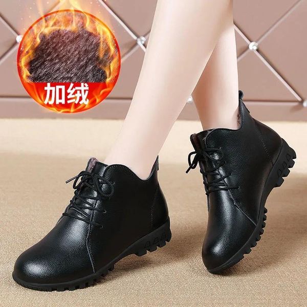 boots 2021 women short leather ankle plush winter autumn fashion flats shoes lasies middle elderly all-match, Black
boots 2021 women short leather ankle plush winter autumn fashion flats shoes lasies middle elderly all-match, Black