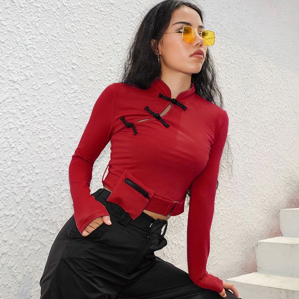 explosion women's chinese style disc buckle stand collar waist bag design slim bottoming shirt women kg-17, White
explosion women's chinese style disc buckle stand collar waist bag design slim bottoming shirt women kg-17, White
