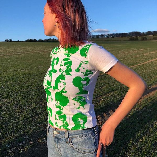 women's t-shirt 2021 summer o-neck pullover print navel-bearing casual short blouse crop top, White
women's t-shirt 2021 summer o-neck pullover print navel-bearing casual short blouse crop top, White