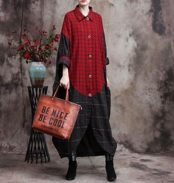 women spring autumn plaid cotton linen trench coat outwear ladies irregular plus size oat female long women's coats, Tan;black
women spring autumn plaid cotton linen trench coat outwear ladies irregular plus size oat female long women's coats, Tan;black