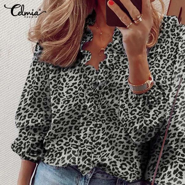 blouses women 2021 fashion leopard print blouses celmia autumn elegant ruffles cotton shirts v-neck long sleeve office blusas 5xl, White
blouses women 2021 fashion leopard print blouses celmia autumn elegant ruffles cotton shirts v-neck long sleeve office blusas 5xl, White