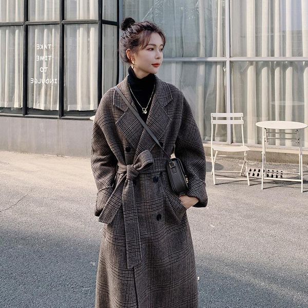 women's wool & blends plaid coat 2021 autumn winter temperament goddess fan han series high sense medium and long woolen, Black
women's wool & blends plaid coat 2021 autumn winter temperament goddess fan han series high sense medium and long woolen, Black