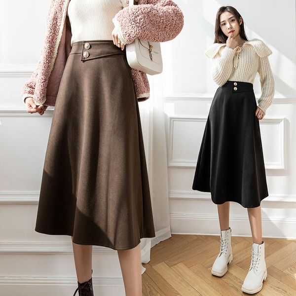 skirts vintage chic woolen winter skirt female 2021 autumn thick warm mid-length womens elastic high waist jupe longue femme, Black
skirts vintage chic woolen winter skirt female 2021 autumn thick warm mid-length womens elastic high waist jupe longue femme, Black