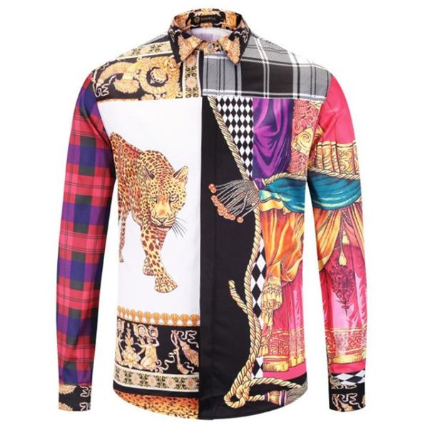 men's casual shirts leopard shirt men 2021 fashion animal printed colorful man long sleeve slim fit street clothes, White;black
men's casual shirts leopard shirt men 2021 fashion animal printed colorful man long sleeve slim fit street clothes, White;black