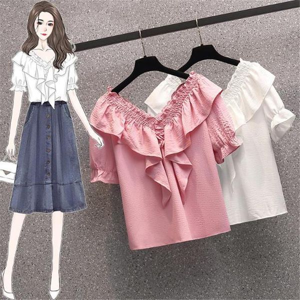 women's blouses & shirts women summer chiffon all-match short sleeve ladies v-neck loose ruffle blusas fashion mm0488, White
women's blouses & shirts women summer chiffon all-match short sleeve ladies v-neck loose ruffle blusas fashion mm0488, White