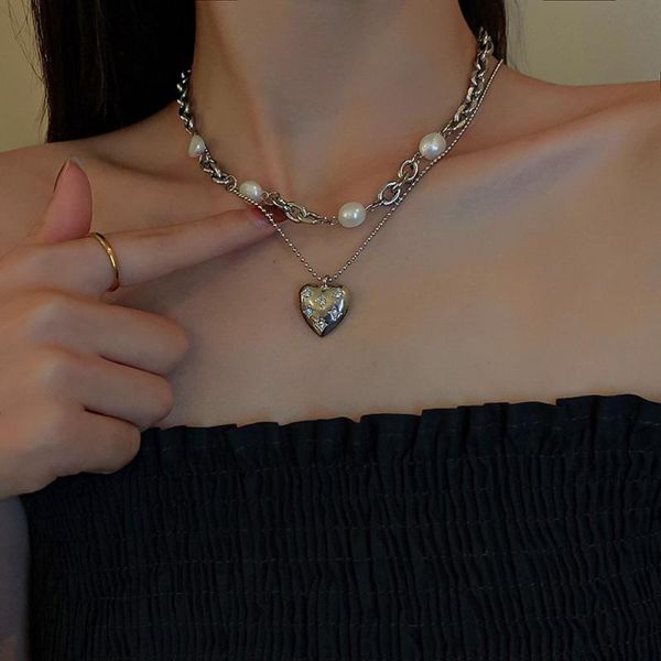 chains party 2pcs/set pearl temperament chain for girls pendant woman clavicle choker korean necklace heart neck jewelry, Silver
chains party 2pcs/set pearl temperament chain for girls pendant woman clavicle choker korean necklace heart neck jewelry, Silver