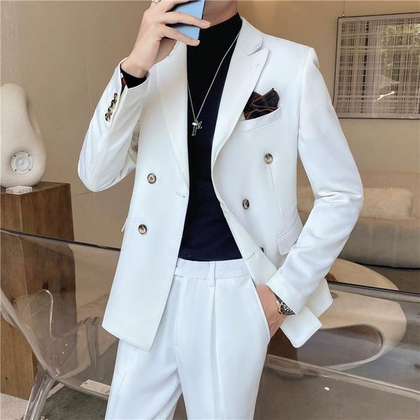 men's suits & blazers fashion spring and autumn white suits, shopping, slim double-breasted dresses, solid color two-piece for men, White;black
men's suits & blazers fashion spring and autumn white suits, shopping, slim double-breasted dresses, solid color two-piece for men, White;black