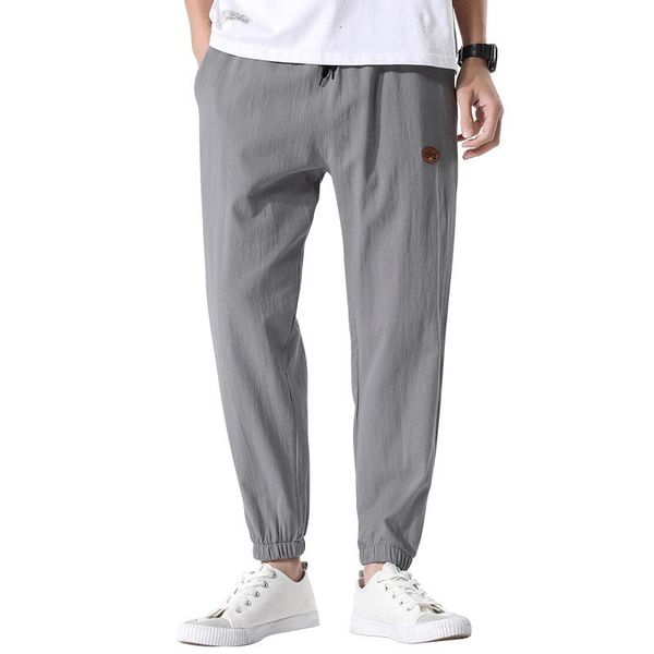 men's pants summer linen thin section solid color loose bundles cotton sports 9 points casual trousers, Black
men's pants summer linen thin section solid color loose bundles cotton sports 9 points casual trousers, Black
