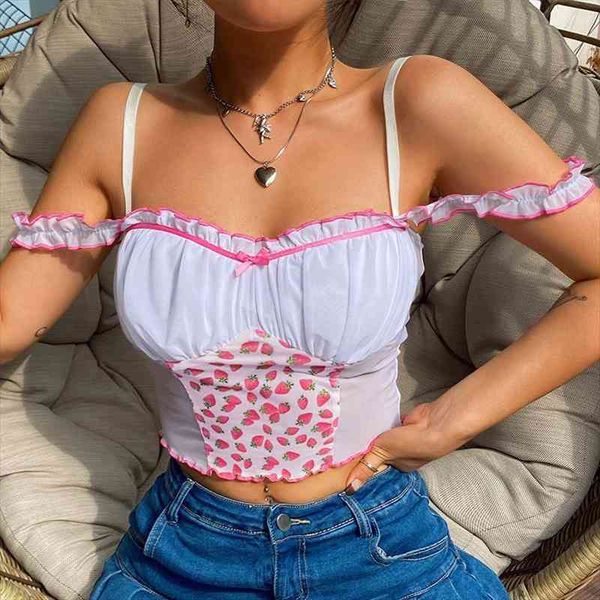 sweet strawberry print mesh milkmaid women cami off shoulder y2k ruched white tank autumn summer patchwork backless lace
sweet strawberry print mesh milkmaid women cami off shoulder y2k ruched white tank autumn summer patchwork backless lace