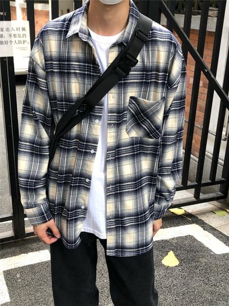 men's casual shirts spring and autumn plaid shirt japanese retro classic fashion all-match loose long-sleeved jacket, White;black
men's casual shirts spring and autumn plaid shirt japanese retro classic fashion all-match loose long-sleeved jacket, White;black