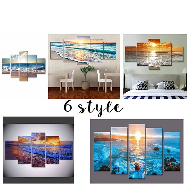 5 piece 6 style setting sun sky beach sea wave print canvas painting decoration home wall pictures for kitchen no frame
5 piece 6 style setting sun sky beach sea wave print canvas painting decoration home wall pictures for kitchen no frame