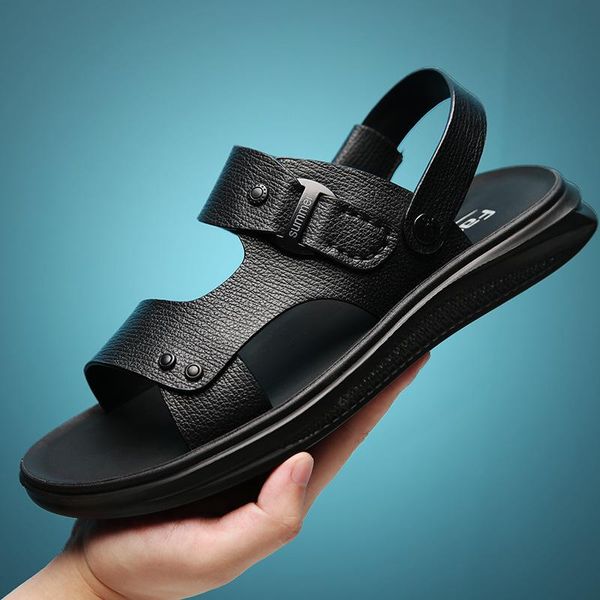 sandals summer brand men's anti-slip korean-style split leather casual rubber shoes breathable male gladiator slip-on sandal, Black
sandals summer brand men's anti-slip korean-style split leather casual rubber shoes breathable male gladiator slip-on sandal, Black