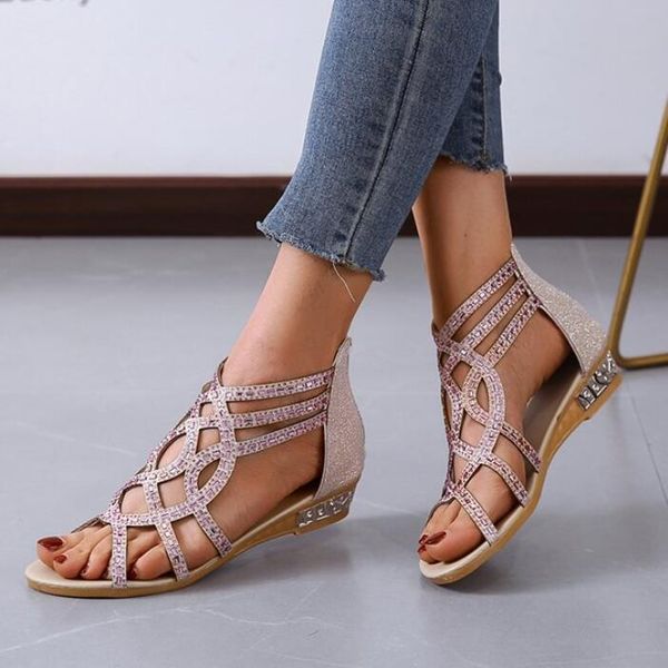 crystal women sandals with rhinestones arrival platform wedge high heels shoes zipper breath zapatos de mujer, Black
crystal women sandals with rhinestones arrival platform wedge high heels shoes zipper breath zapatos de mujer, Black