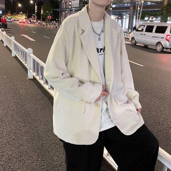 men's suits & blazers 2021 autumn winter fashion street style corduroy comfortable single breasted loose smart business, White;black
men's suits & blazers 2021 autumn winter fashion street style corduroy comfortable single breasted loose smart business, White;black