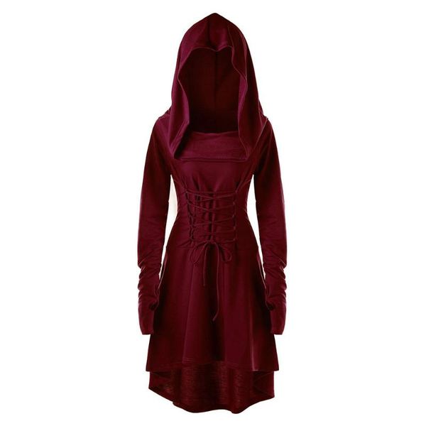 dress women costumes lace up hooded vintage pullover high low bandage long cloak solid performance clothing maternity dresses, White
dress women costumes lace up hooded vintage pullover high low bandage long cloak solid performance clothing maternity dresses, White