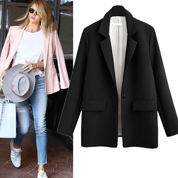 women's suits & blazers autumn chic solid color elegant apricot blazer women jacket ladies single button loose v-neck long sleeve cardi, White;black
women's suits & blazers autumn chic solid color elegant apricot blazer women jacket ladies single button loose v-neck long sleeve cardi, White;black