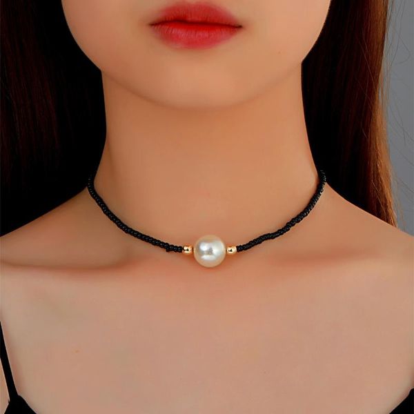 chains sweet simple single pearl collarbone necklace charming women choker black acrylic beads chain female fashion jewelry gifts, Silver
chains sweet simple single pearl collarbone necklace charming women choker black acrylic beads chain female fashion jewelry gifts, Silver