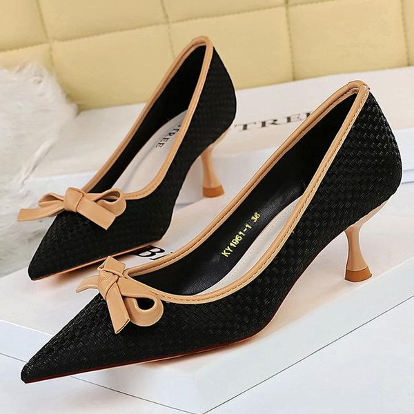 dress shoes bigtree women heels elegant kitten ladies butterfly knot pumps female weave pointed toe wedding office, Black
dress shoes bigtree women heels elegant kitten ladies butterfly knot pumps female weave pointed toe wedding office, Black