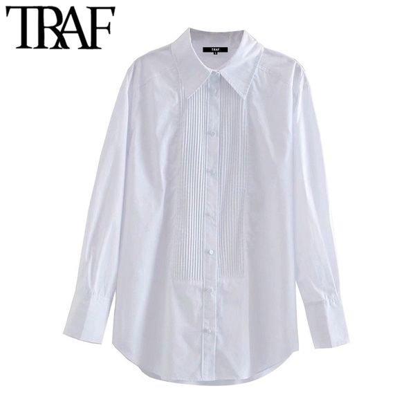 women fashion with pintucks oversized blouses vintage long sleeve button-up female shirts blusas chic 210507, White
women fashion with pintucks oversized blouses vintage long sleeve button-up female shirts blusas chic 210507, White