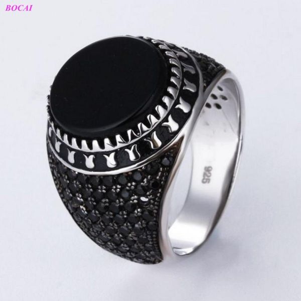 cluster rings bocai s925 sterling silver male inlaid zircon fashion personality natural black agate thai ring for men, Golden;silver
cluster rings bocai s925 sterling silver male inlaid zircon fashion personality natural black agate thai ring for men, Golden;silver