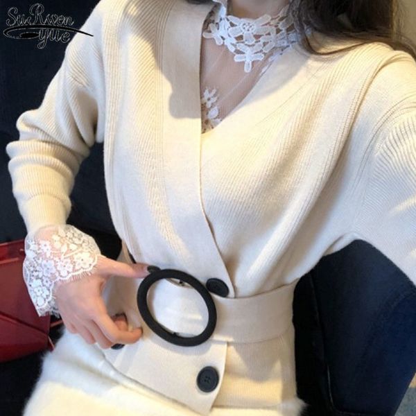 fashion v-neck belt short retro chic autumn winter double-button knitted sweater jacket office lady style 11717 210427, White;black
fashion v-neck belt short retro chic autumn winter double-button knitted sweater jacket office lady style 11717 210427, White;black